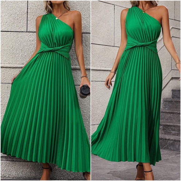 Luxe One Shoulder Pleated Party Evening Wedding Formal Dress - Picture 6 of 10